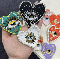 Appliques perlées œil porte-bonheur personnalisées de haute qualité, dernières nouveautés, 3D faites à la main, à coudre, avec sequins décoratifs pour chapeaux, sacs et vêtements