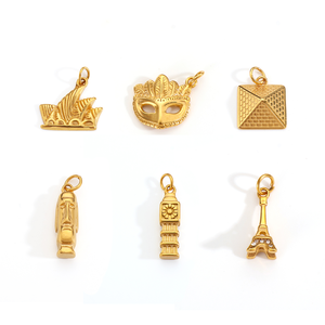 Olivia Charme Egypte Non ternir 18K Plaqué Or En Acier Inoxydable Mini Pyramide Masque <span class=keywords><strong>Tour</strong></span> <span class=keywords><strong>Eiffel</strong></span> Bijoux Charmes pour DIY - Product Image 1