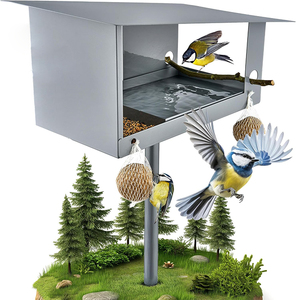 Jh-mech Chất lượng cao Bird Feeder nhà với đứng bền thời tiết dễ dàng để làm sạch bán buôn grey kim loại ngoài trời Bird Feeder - Product Image 1