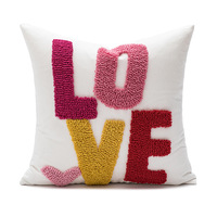 Saint Valentin rose coeur poinçon aiguille housse de coussin personnalisée haute qualité coton décor taie d'oreiller