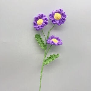 Bouquet di Margherite Multiple Fatte a Mano in Cotone all'Uncinetto, Steli Floreali Personalizzabili, OEM, Ingrosso, Decorazioni per Casa, Matrimoni e Natale - Product Image 5