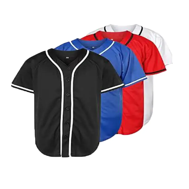 Camiseta de béisbol de talla grande FuYu para hombre, camisetas con nombre de equipo bordado de malla con botones completos
