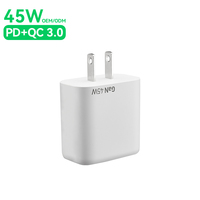 Chargeur GaN Type-C 2 ports 45W PD OEM/ODM avec protection OTP pour ordinateurs portables et téléphones OnePlus
