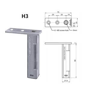 Bisagra de resorte para refrigerador H3, 75x25x96mm, de aleación de zinc, con cierre automático, para congeladores comerciales - Product Image 1