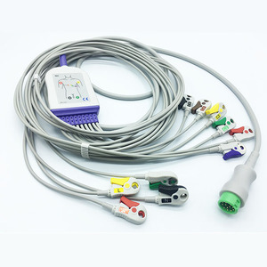 Compatibel Voor Mindray Eendelige <span class=keywords><strong>Ecg</strong></span> Kabel 10 Lead Ekg Kabel Met Leadwires, Clips, 10K Weerstand Iec - Product Image 1