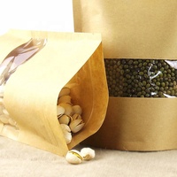 Bolsa de Papel Kraft Reutilizable con Cierre Zip y Ventana para Impresión Digital de Logotipos de Alimentos, Excelente Manejo de Superficies
