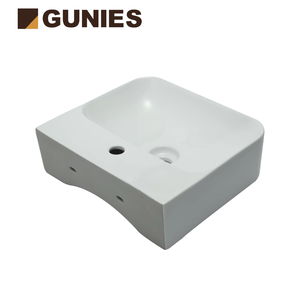 Lavabo de Baño Rectangular de Diseño Moderno Gunies Modelo 8004, Lavabo de Porcelana con Grifo de un Solo Orificio y Manija - Product Image 2