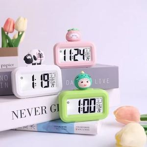 <b>LED</b> Electronic Smart Cartoon Digital Alarm <b>Clock</b> LCD Display Snooze Function Battery Operated for Studying Time Management - Product Image 1