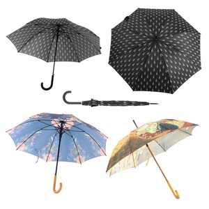 Lightweight Manual Metal <b>Frame</b> Wooden Handle Long Curved Business Straight Umbrellas 120cm Open Diameter Strong Silver Coating - Product Image 1