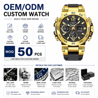 Montre homme Lige FB0033 personnalisée à double affichage, montre sport numérique en silicone, grand cadran, chronographe multifonction, OEM ODM