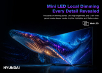 Téléviseur intelligent Android HYUNDAI 4K 100 pouces, téléviseur LED intelligent 4K 3840x2160 Mini LED 144Hz sans cadre, Android 14 HDR, grand format d'affichage