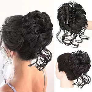 Damen Mädchen Long Tail Curly Synthetic Hair <span class=keywords><strong>Scrunchie</strong></span> mit elastischem Haarband Hot Selling <span class=keywords><strong>Messy</strong></span> Chignon <span class=keywords><strong>Bun</strong></span> - Product Image 2