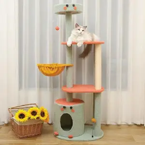 Grande struttura in legno per gatti giocattolo per gatti in legno Sisal Scratching Post per arrampicata per gatti al coperto Tower Tree