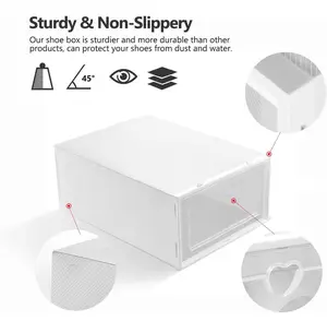 स्टॉक में प्लास्टिक स्पष्ट जूता बॉक्स भंडारण जूता स्नीकर कंटेनर डिब्बे धारकों