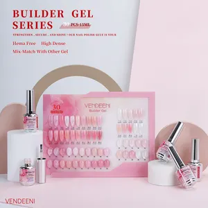 Venta caliente 15ml gel constructor líquido Hema gel constructor 30 colores de uñas de gel constructor duradero Rosa etiqueta privada personalizada