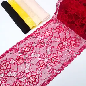 054135 Stock Colors 21cm Swiss Fine Flower Elastic Lace Chantilly Lace Trim Mesh Lace Fabrics For Women