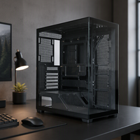 Boîtier de PC de jeu noir de taille moyenne ATX Micro-ATX avec panneau latéral en verre trempé, ports USB et audio sur le devant