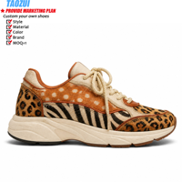 Chaussures de course pour hommes en gros, personnalisables avec logo, imprimé animal (léopard, zèbre), style chunky, tendance, respirantes, confortables et durables