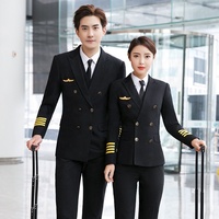 Uniforme scolaire d'aviation printemps-automne uniforme de travail à double boutonnage pour homme et femme veste blazer pantalon uniforme de compagnie aérienne