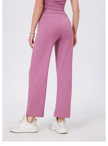 Pantalones de yoga de cintura alta para mujer, de pierna ancha y recta, con efecto levanta glúteos, suaves y elásticos, para fitness, running y deportes, con bolsillo trasero. - Product Image 3