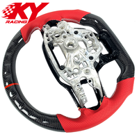 Volante deportivo personalizado de fibra de carbono con cuero rojo y LED RPM para Ford Mustang S650 GT500 350 Shelby 2024-2026