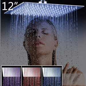 Pommeau de <span class=keywords><strong>douche</strong></span> LED carré de luxe en acier inoxydable de 12 pouces avec jet pluie et lumière changeante de couleur à détection de température - Product Image 3