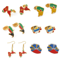 Boucles d'oreilles clous pour femme en acier inoxydable, motif cartes de la Guadeloupe, de la Réunion, de la Martinique, de la Guyane française et d'Antigua, bijoux pour mère # 533962
