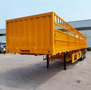 La belle qualité 3 essieux 4 essieux clôture Drop Side Board Remorque avec pick-up fermé paroi latérale Cargo Transport Truck Semi-remorque - Product Image 1