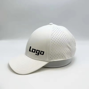 Custom 6-Panel PVC 3D Embroidered Logo Waterproof Laser Cut Hole Perforated Sporty Baseball Cap Curved Brim Golf <b>Hat</b> - Product Image 1