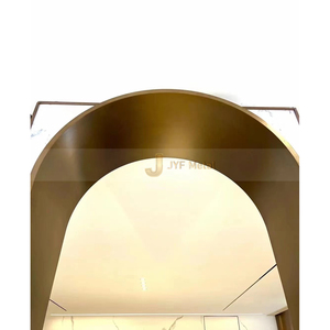 C54 Modern Stainless Steel Arch <b>Door</b> Frame PVD Coating Gold <b>Mirror</b> Finish Facade Sheet Metal Fabrication for Hotels - Product Image 4