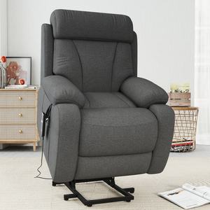 Fauteuil inclinable électrique confortable avec télécommande, cadre en métal et revêtement en velours, en stock aux États-Unis - Product Image 1