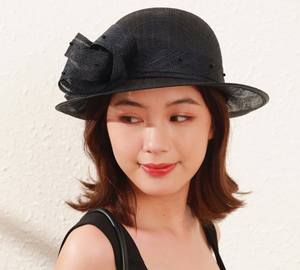 Nouveau style de chapeaux de fête faits à la main en gros pour femmes, chapeau d'église en sinamay pour femme avec plume pour mariage - Product Image 4
