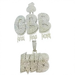 Colgante de Diamantes de Plata 925 GBB Gas Bag Boyz, Estilo Hiphop, Joyería Unisex - Product Image 1