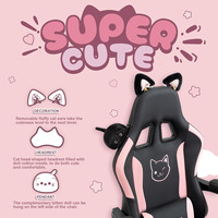 Chaise de jeu USA de haute qualité, mignonne, rose, noire, pour filles, confortable, avec oreiller lombaire et repose-pieds pour chat