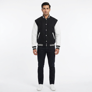 Veste matelassée en tissu pour la saison hivernale, col baseball, manches en cuir PU, veste en laine fleurie, grande taille, veste varsity - Product Image 1