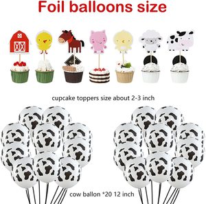 Set per Festa di <span class=keywords><strong>Compleanno</strong></span> a Tema Animali della <span class=keywords><strong>Fattoria</strong></span> LEMON, Decorazioni con Sfondo Stalla, Articoli per Feste a Tema Mucca per Bambini - Product Image 2