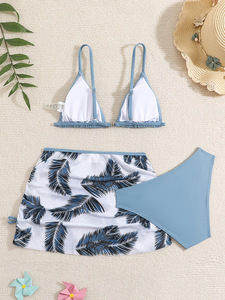 Set 3 pezzi Bikini a fiori per bambini costume da bagno e gonne da spiaggia 12-16 anni costumi da bagno 2025 ragazzi bambino ragazza costume da bagno - Product Image 2