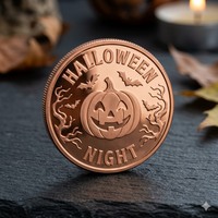 Pièce de monnaie commémorative ronde en cuivre antique personnalisée en 3D pour souvenir de fête d'Halloween