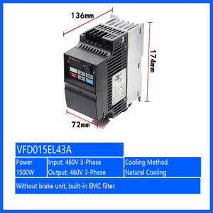 เดลต้า VFD-EL VFD037EL43A ไดรเวอร์ขนาดกะทัดรัด460โวลต์สามเฟส VFD อินเวอร์เตอร์ประสิทธิภาพสูงระบายความร้อนที่มีความยืดหยุ่นสำหรับมอเตอร์ - Product Image 4