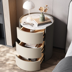 Modern Nightstand Round <b>Bedside</b> Table With <b>Shelves</b> Luxury Bedroom Hotel Furniture - Product Image 1