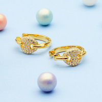 Pendientes de clip llamativos con diamantes de laboratorio de 0.96 ct, engaste completo, oro de 14K, joyería de lujo de diseñador