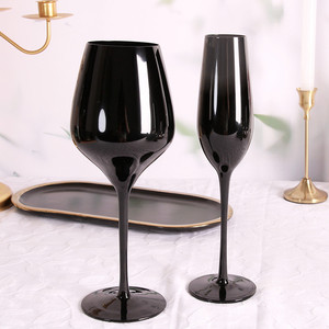 Vente en gros, élégant, sans plomb, <span class=keywords><strong>verres</strong></span> à vin, verre de <span class=keywords><strong>dégustation</strong></span> noir, flûte à champagne pour fête de mariage - Product Image 2