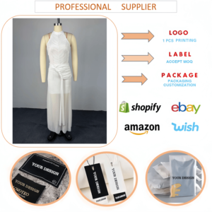 J3599 Abito Estivo Trendy da Donna, <span class=keywords><strong>Vestito</strong></span> <span class=keywords><strong>Aderente</strong></span> a Mezza Lunghezza, Elegante e Sexy con Collo Halter Senza Maniche e Arricciature - Product Image 4