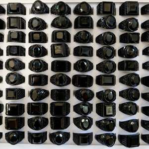 <span class=keywords><strong>Anello</strong></span> da <span class=keywords><strong>uomo</strong></span> placcato argento con gemme miste e <span class=keywords><strong>pietra</strong></span> <span class=keywords><strong>nera</strong></span>, stile vintage antico, per matrimoni, spedizione mista - Product Image 3