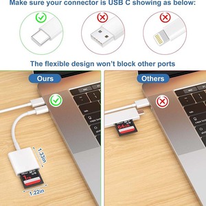 อะแดปเตอร์อ่านการ์ด SD แบบ USB C ความเร็วสูง Universal High Speed USB 3.1 สำหรับ <span class=keywords><strong>iPhone</strong></span> 15/16 Pro Max, iPad Pro, กล้อง Trail Game - Product Image 5