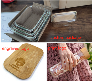 Eco Friendly Food Storage <strong>Containers</strong> <strong>Boxes</strong> Lunch Glass Set With Bamboo Lids - Product Image 5
