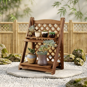 Support de vaisselle portable à 2 niveaux en bois vintage avec incrustations dorées, réutilisable, étanche et compatible lave-vaisselle - Product Image 2