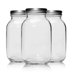 32Oz 1000Ml Regelmatige Mond Voedsel Containers Mason Glazen Potten Met Metalen Deksels