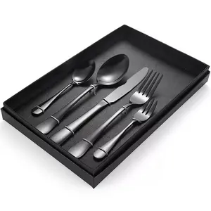 厨房定制中国礼品黑色皇家4pcs不锈钢套装餐具