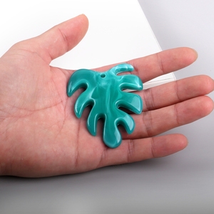 เครื่องประดับแฟชั่นวันหยุดพักผ่อนพักผ่อนร้อนมัซาบาจูใบไม้เสน่ห์เรซินปาล์มเรียบเนียนต่างหูใบอะคริลิคใหญ่มากจี้สร้อยคอ - Product Image 5